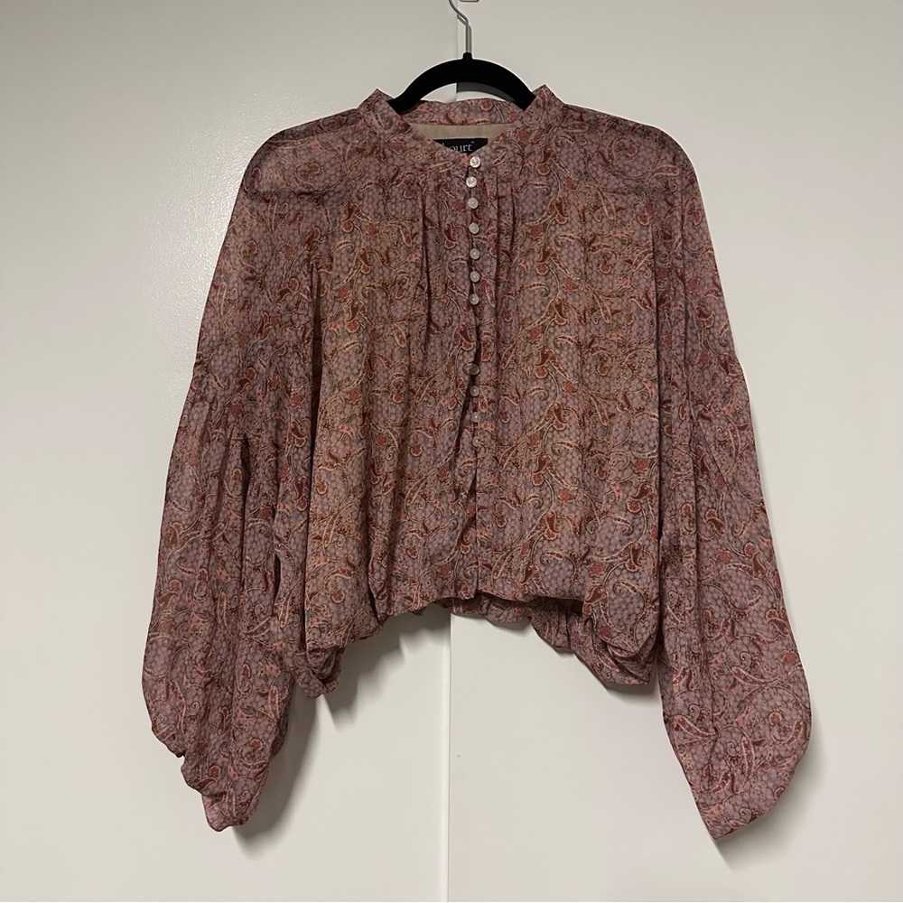 Anthropologie Paisley Print Crop Top - Red and Brown